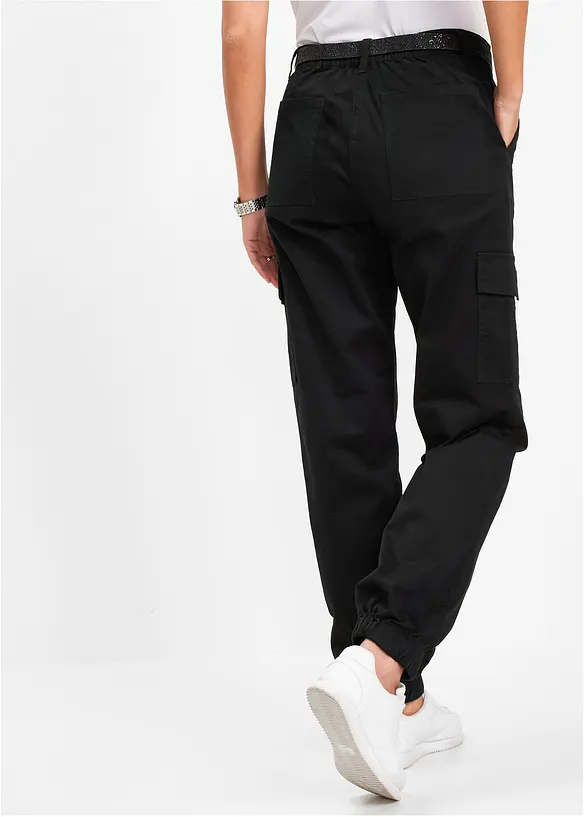 Cargohose aus Baumwoll-Stretch in schwarz von hinten - bonprix Cargohose aus Baumwoll-Stretch in schwarz von hinten - bonprix