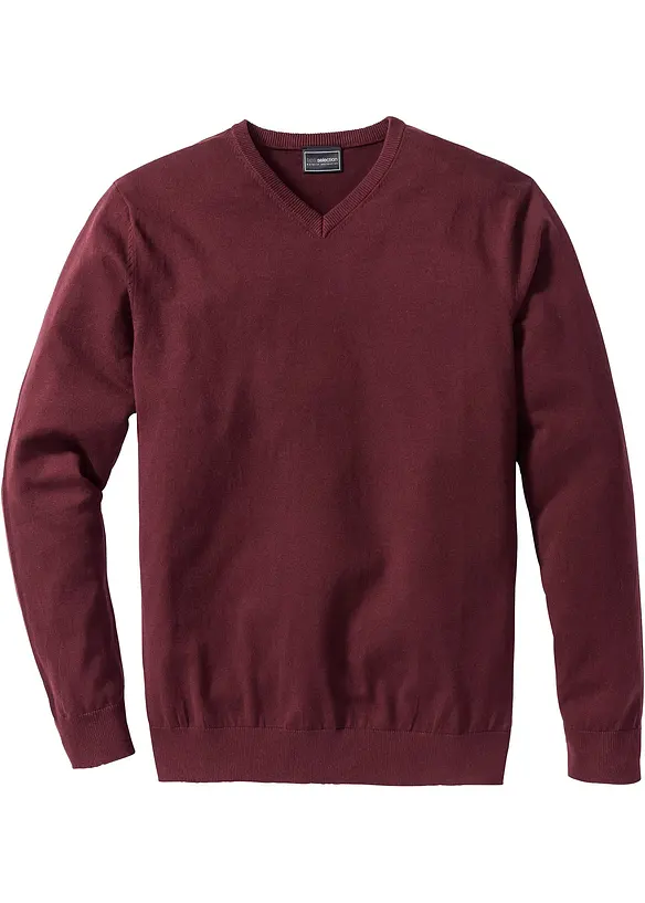 Feinstrickpullover aus weichem Baumwollmix in rot von vorne - bonprix