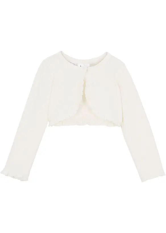Jersey-Bolero mit Bio-Baumwolle in weiß von vorne - bonprix