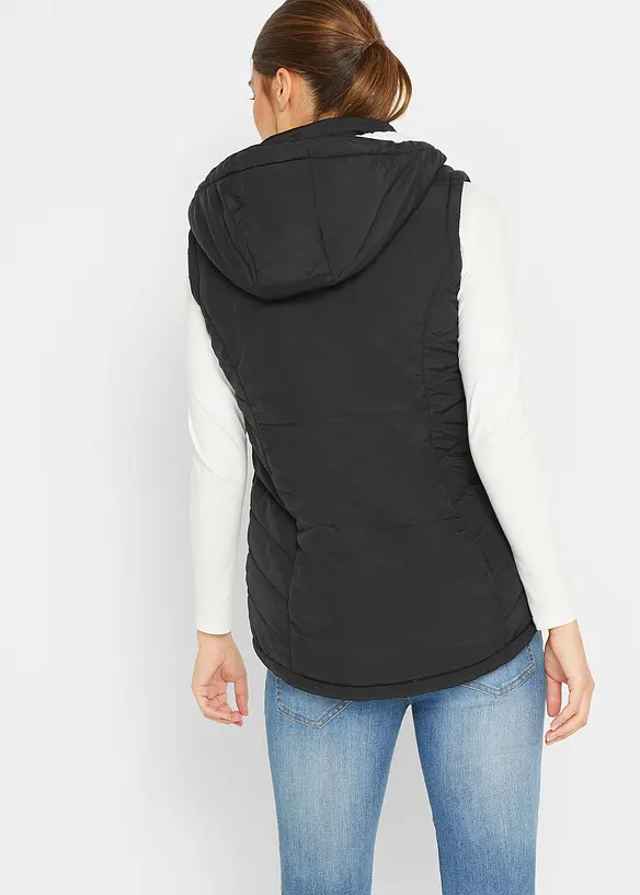 Steppweste mit Teddyfutter in schwarz von hinten (im Anschnitt) - bonprix