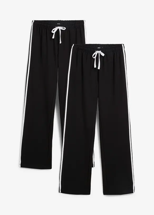Sweathose aus reiner schwerer Baumwolle (2er-Pack ) in schwarz von vorne - bonprix