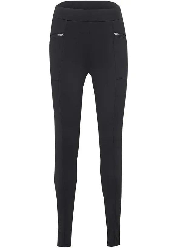 Thermo-Leggings, knöchelfrei in schwarz von vorne - bonprix