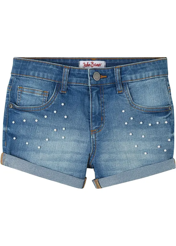 Jeans-Shorts Mid Waist in blau von vorne - bonprix