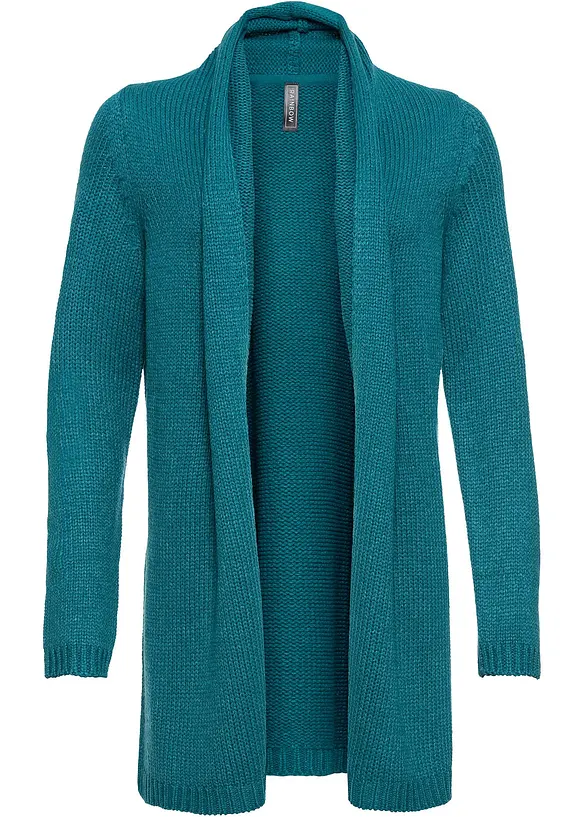 Longstrickjacke in petrol von vorne - bonprix