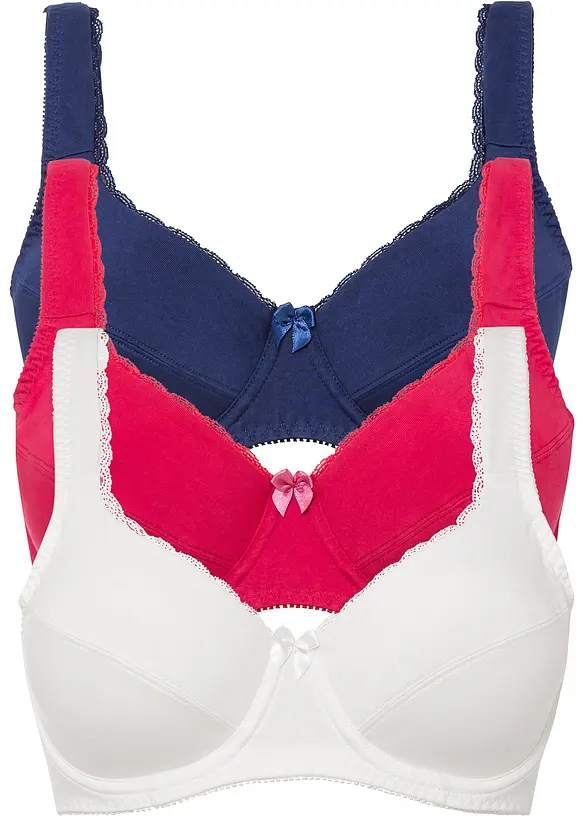 BH mit Bügel mit weicher Bio-Baumwolle (3er Pack) in lila von vorne - bonprix