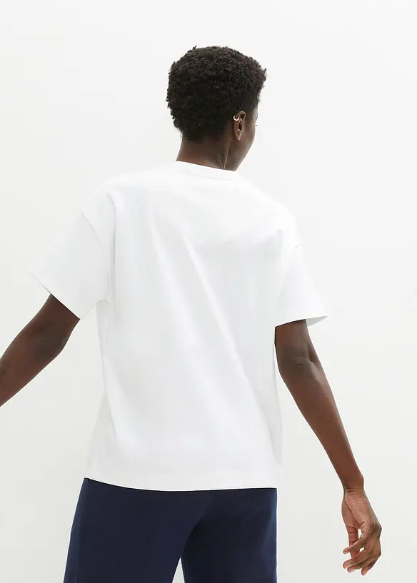 Oversize-Shirt aus reiner schwerer Bio-Baumwolle in weiß von hinten (im Anschnitt) - bonprix