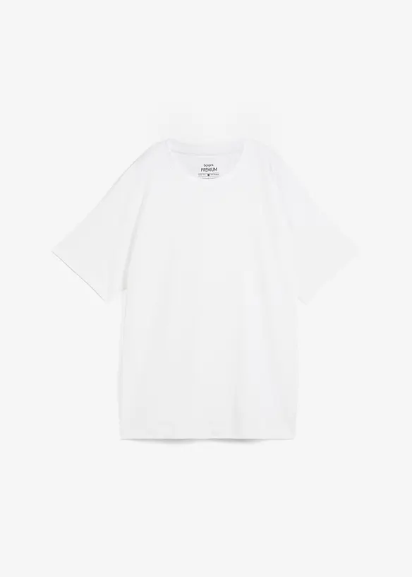 Oversize-Shirt aus reiner schwerer Bio-Baumwolle in weiß von vorne - bonprix