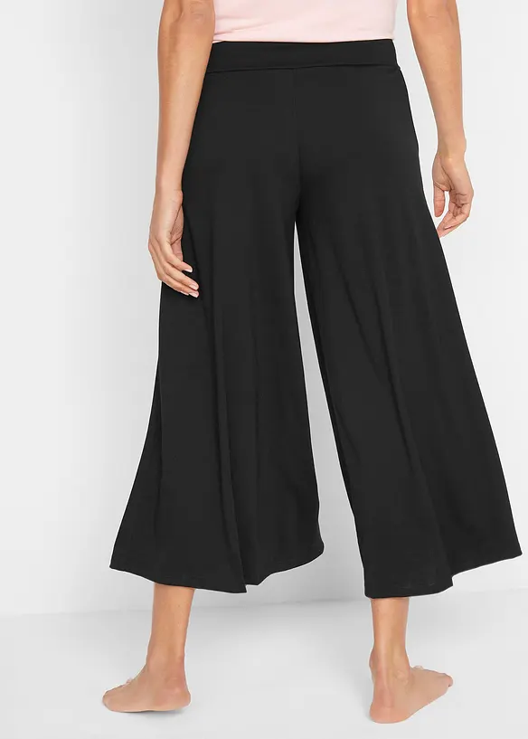 Loungewear Culotte mit weitem Bein in schwarz von hinten - bonprix Loungewear Culotte mit weitem Bein in schwarz von hinten - bonprix