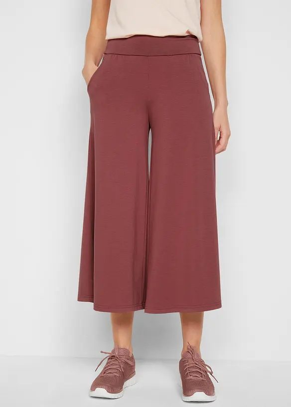 Loungewear Culotte mit weitem Bein in lila von vorne - bonprix