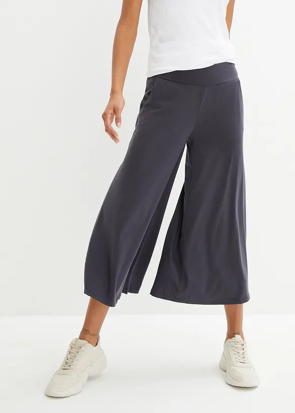Loungewear Culotte mit weitem Bein in blau von vorne - bonprix