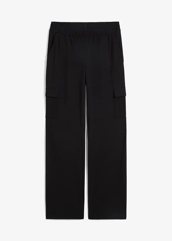 Jogginghose aus elastischem Baumwoll-Mix in schwarz von vorne - bonprix