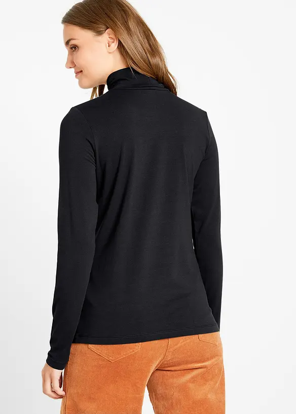 Langarmshirt  (2er Pack) in schwarz von hinten (im Anschnitt) - bonprix