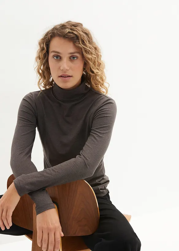 Langarmshirt  (2er Pack) in schwarz von vorne (im Anschnitt) - bonprix