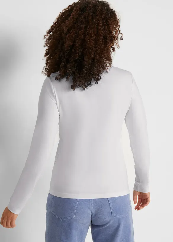 Slim-Fit Shirt mit reiner Bio-Baumwolle (2er Pack) in weiß von hinten (im Anschnitt) - bonprix
