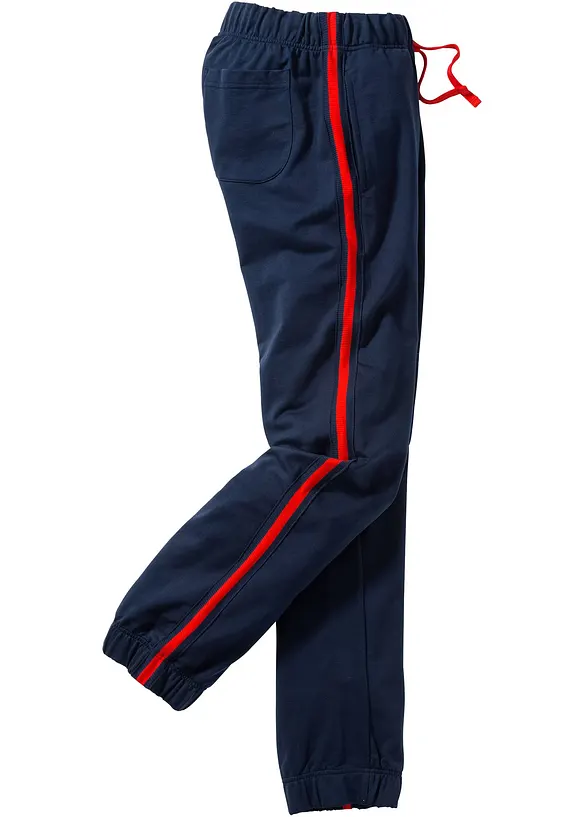 Jogginghose mit Kontrastdetails in blau von vorne - bonprix
