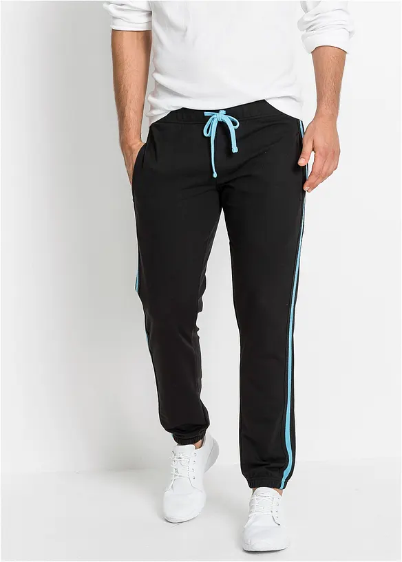 Jogginghose mit Kontrastdetails in schwarz von vorne - bonprix