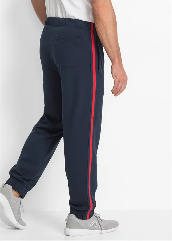 Jogginghose mit Kontrastdetails in blau von hinten - bonprix