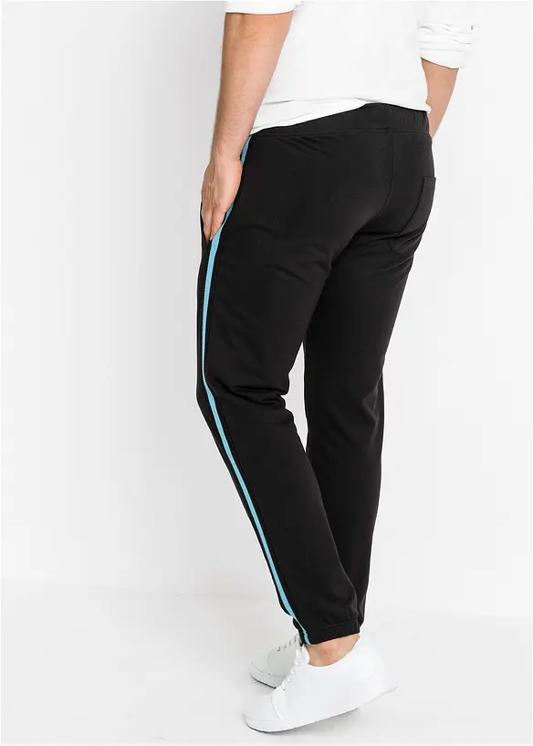 Jogginghose mit Kontrastdetails in schwarz von hinten - bonprix