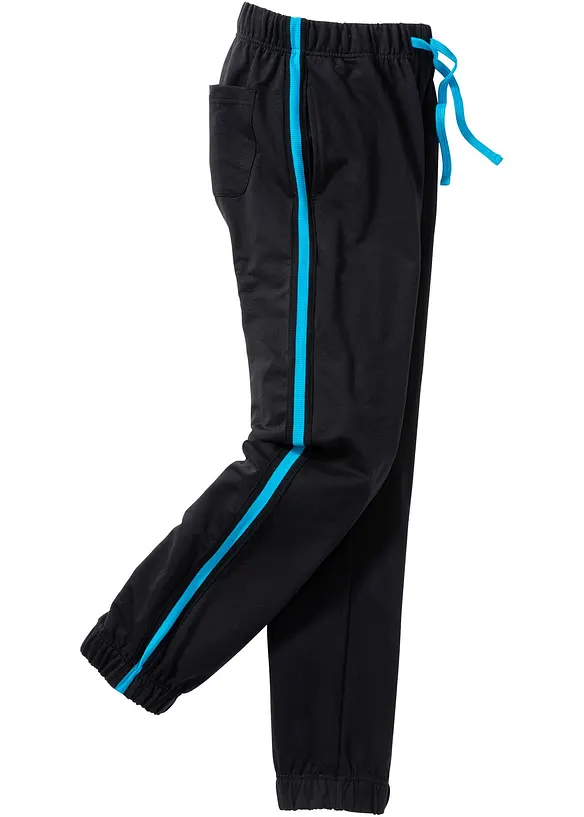 Jogginghose mit Kontrastdetails in schwarz von vorne - bonprix