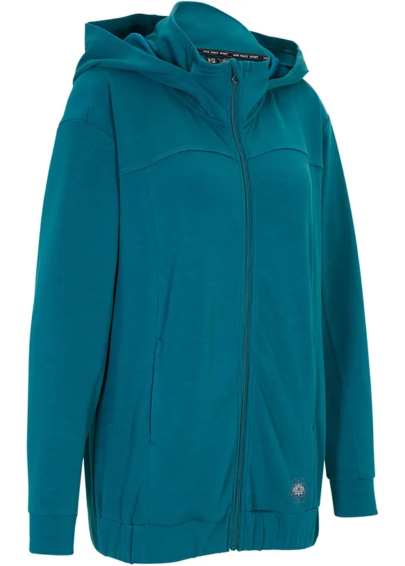 Ultrasofte Kapuzen-Sweatjacke mit Modal in petrol von vorne - bonprix