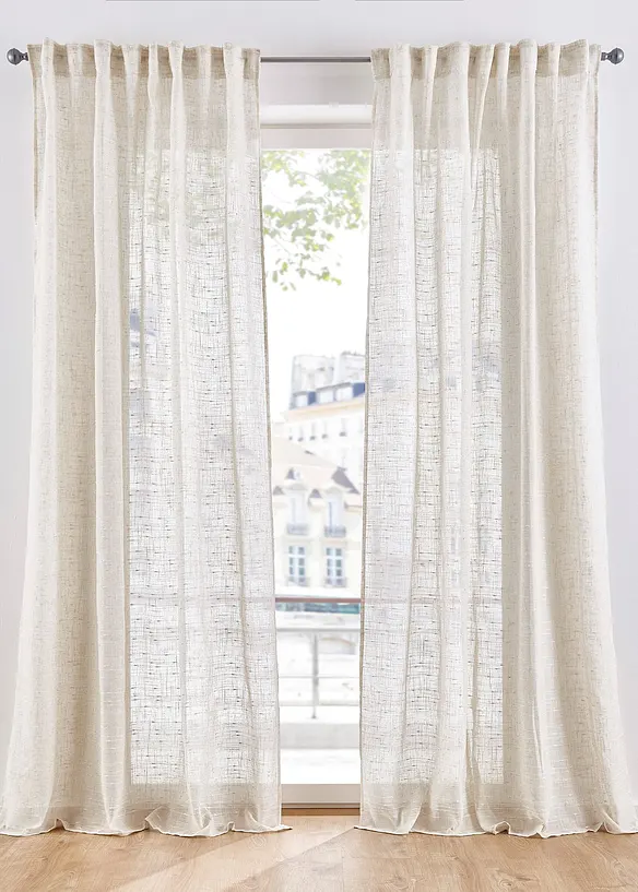 Gardine mit Struktur, in vielen Größen (1er Pack) in beige - bonprix