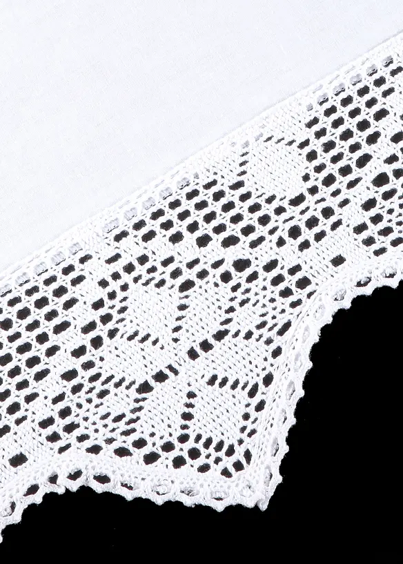 Scheibengardine mit Häkelkante in weiß Detailaufnahme vom Material - bonprix