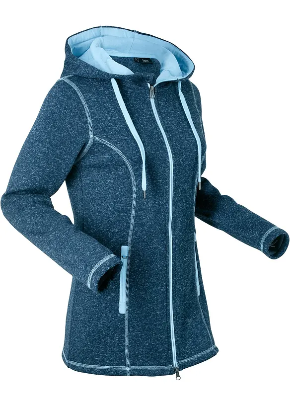 Strick-Fleecejacke in blau von vorne - bonprix