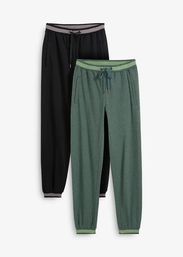 Sweathose aus Baumwoll-Mix, 2er Pack in schwarz von vorne - bonprix Sweathose aus Baumwoll-Mix, 2er Pack in schwarz von vorne - bonprix