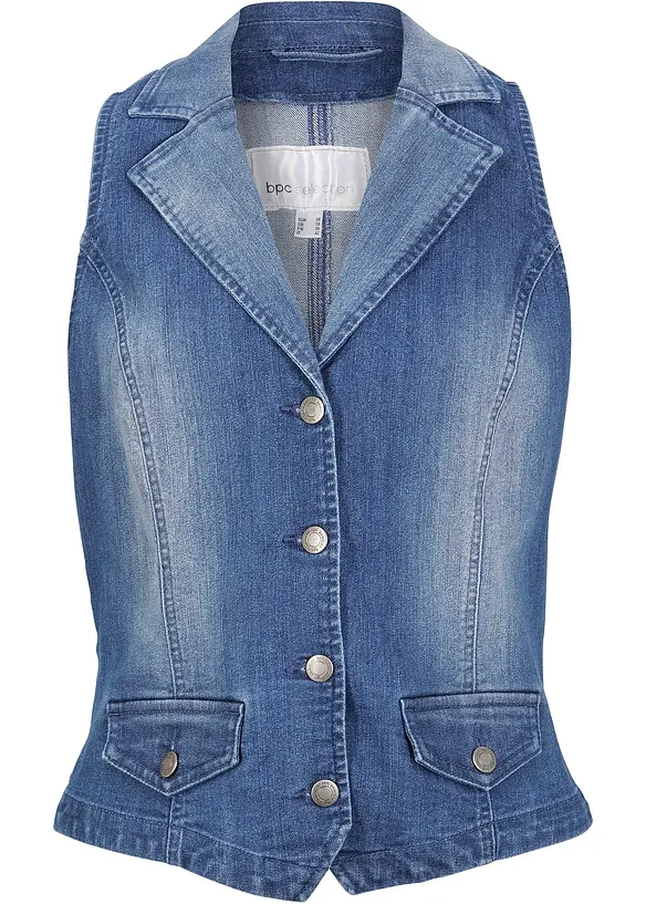 Stretch-Jeansweste in blau von vorne - bonprix