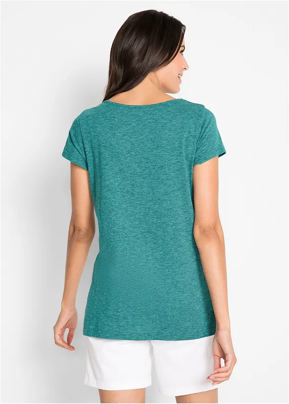 Shirt mit platziertem Print aus Bio-Baumwolle, kurzarm in petrol von hinten (im Anschnitt) - bonprix