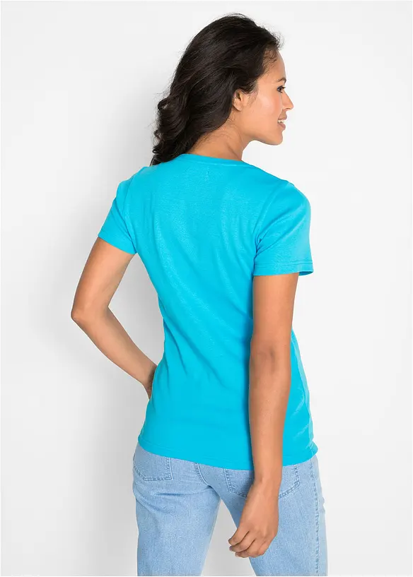 Baumwoll Shirt, Kurzarm in blau von hinten (im Anschnitt) - bonprix Baumwoll Shirt, Kurzarm in blau von hinten (im Anschnitt) - bonprix