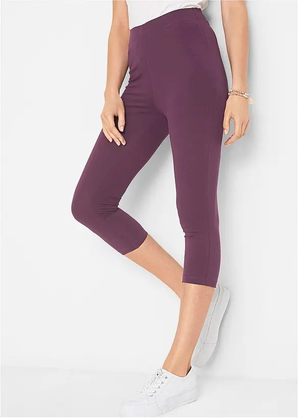 Capri-Leggings mit Bequembund in lila von vorne - bonprix Capri-Leggings mit Bequembund in lila von vorne - bonprix