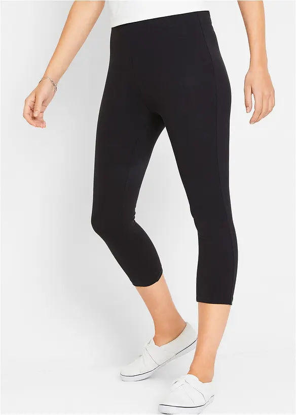 Capri-Leggings mit Bequembund in schwarz von vorne - bonprix Capri-Leggings mit Bequembund in schwarz von vorne - bonprix