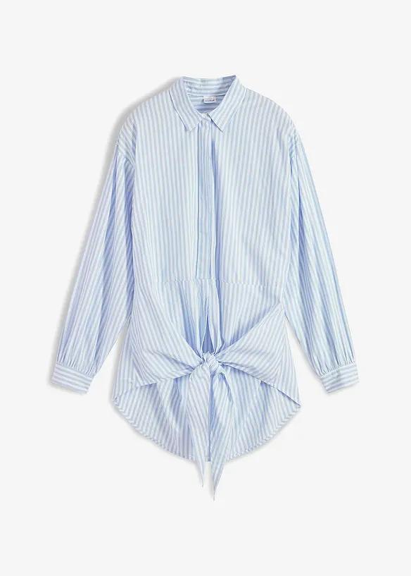 Oversize-Bluse aus Bio-Baumwolle in blau von vorne - bonprix