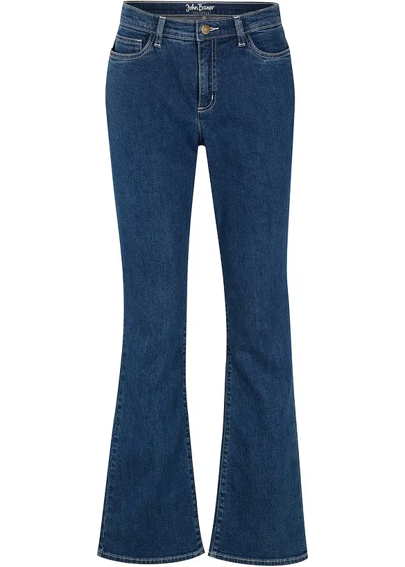 Bootcut Jeans Mid Waist, Bio-Baumwolle in blau von vorne - bonprix