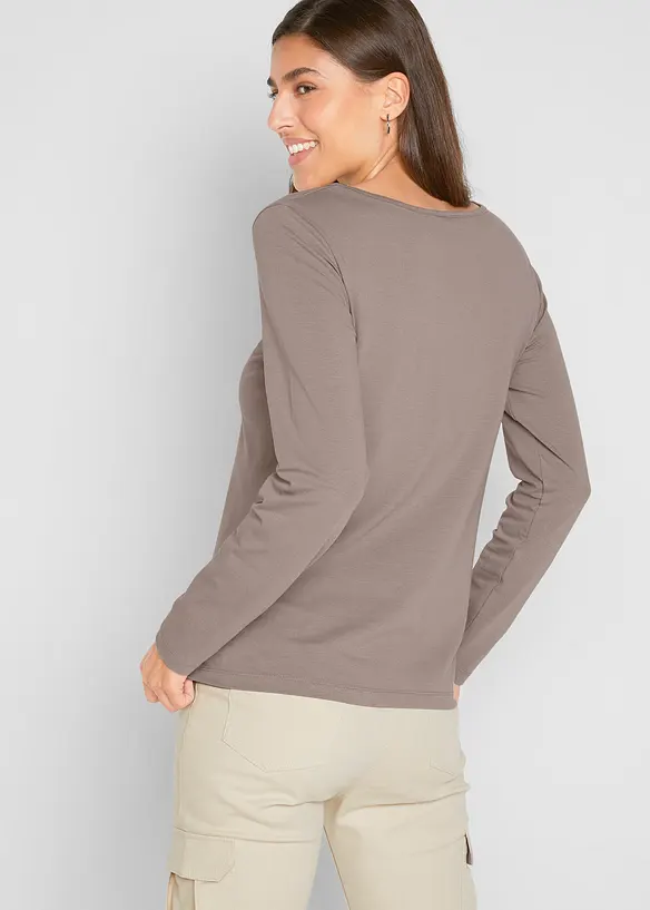 Figurbetontes Langarmshirt (2er Pack) in braun von hinten (im Anschnitt) - bonprix Figurbetontes Langarmshirt (2er Pack) in braun von hinten (im Anschnitt) - bonprix