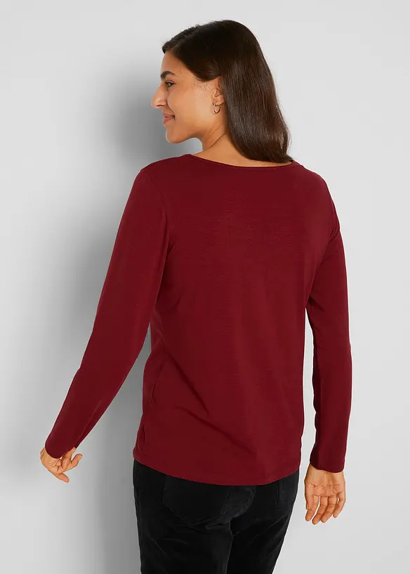 Figurbetontes Langarmshirt (2er Pack) in rot von hinten (im Anschnitt) - bonprix Figurbetontes Langarmshirt (2er Pack) in rot von hinten (im Anschnitt) - bonprix