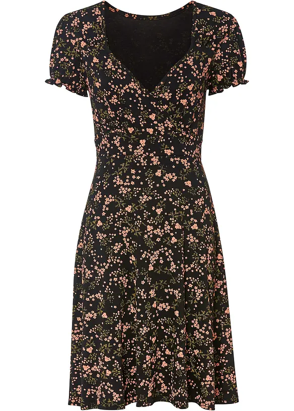 Jerseykleid aus Viskose-Mix in schwarz von vorne - bonprix