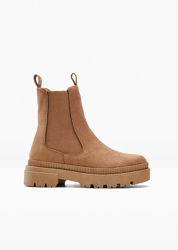 Chelsea-Boots mit Profilsohle in braun von vorne - bonprix