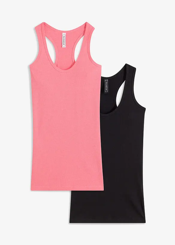 2er-Pack Ripp-Tanktop in pink von vorne - bonprix 2er-Pack Ripp-Tanktop in pink von vorne - bonprix