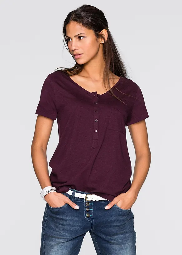T-Shirt aus Baumwoll-Viskose-Mix in rot von vorne (im Anschnitt) - bonprix