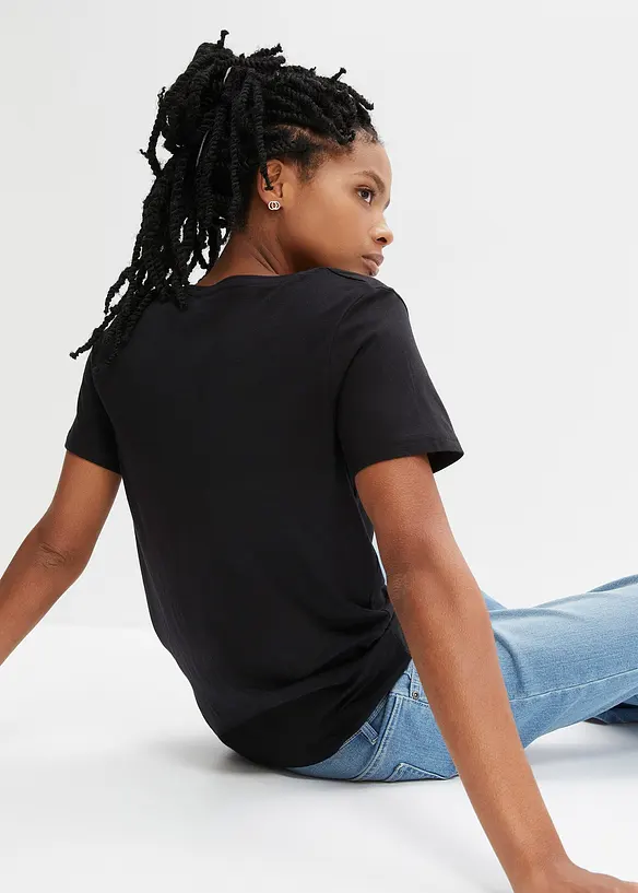 T-Shirt aus Baumwoll-Viskose-Mix in schwarz von hinten (im Anschnitt) - bonprix