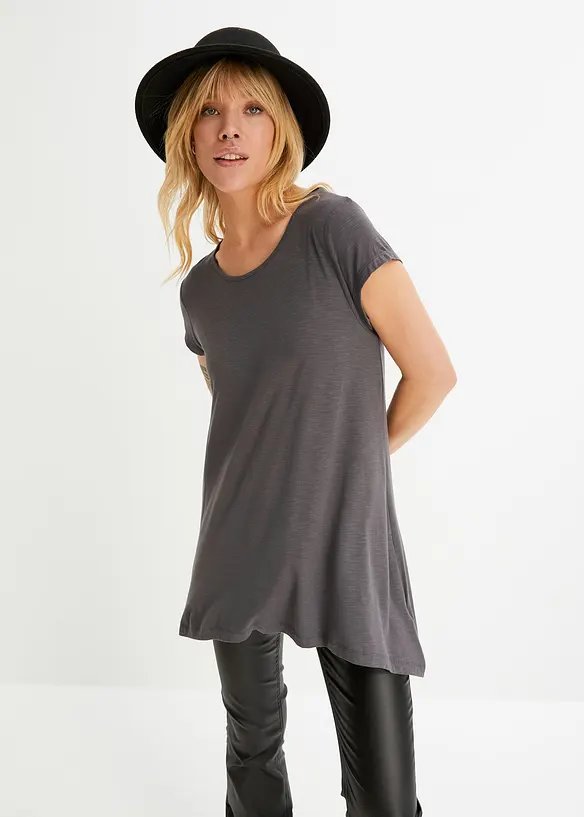 Shirt aus elastischem Viskose-Mix in grau von vorne (im Anschnitt) - bonprix Shirt aus elastischem Viskose-Mix in grau von vorne (im Anschnitt) - bonprix
