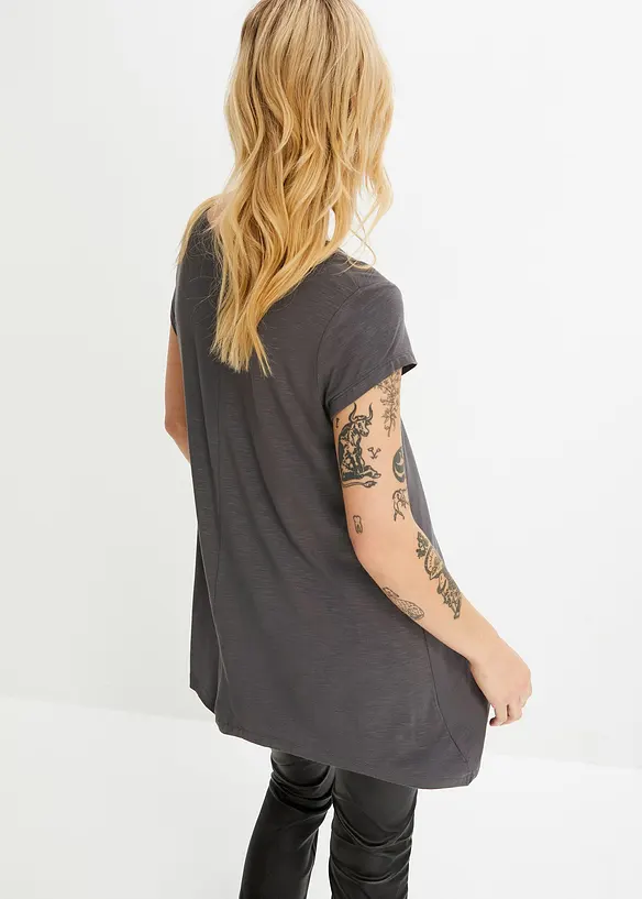 Shirt aus elastischem Viskose-Mix in grau von hinten (im Anschnitt) - bonprix Shirt aus elastischem Viskose-Mix in grau von hinten (im Anschnitt) - bonprix