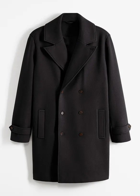 Blazer-Mantel mit Woll-Anteil in schwarz von vorne - bonprix