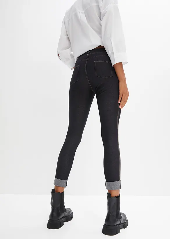 Leggings in Jeansoptik in schwarz von hinten - bonprix