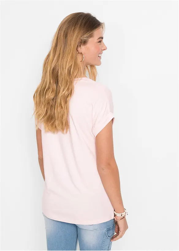 T-Shirt aus softem Viskose-Mix in rosa von hinten (im Anschnitt) - bonprix