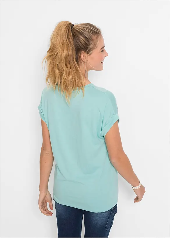 T-Shirt aus softem Viskose-Mix in blau von hinten (im Anschnitt) - bonprix