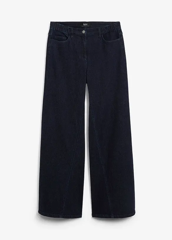 Wide-Leg-Jeans High Waist, Bequembund in blau von vorne - bonprix Wide-Leg-Jeans High Waist, Bequembund in blau von vorne - bonprix