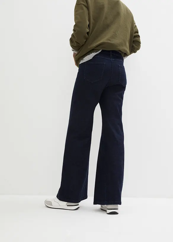 Wide-Leg-Jeans High Waist, Bequembund in blau von hinten - bonprix Wide-Leg-Jeans High Waist, Bequembund in blau von hinten - bonprix